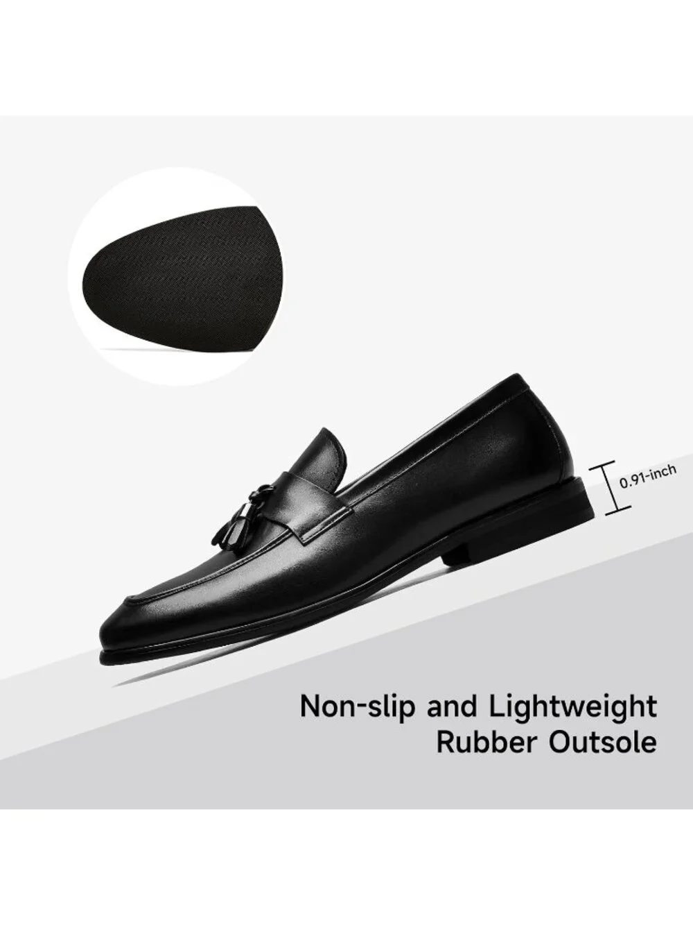 Women's Black Leather Loafers Dress Slip On Tassel Loafer Shoes Business Causal